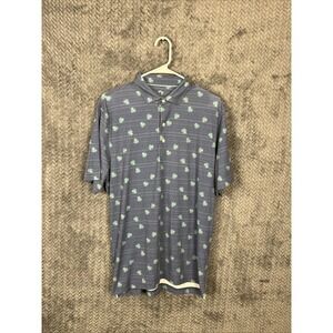 Johnnie-O Polo Shirt Mens Medium Blue Shamrock Lucky Streak Golf Top Shelf